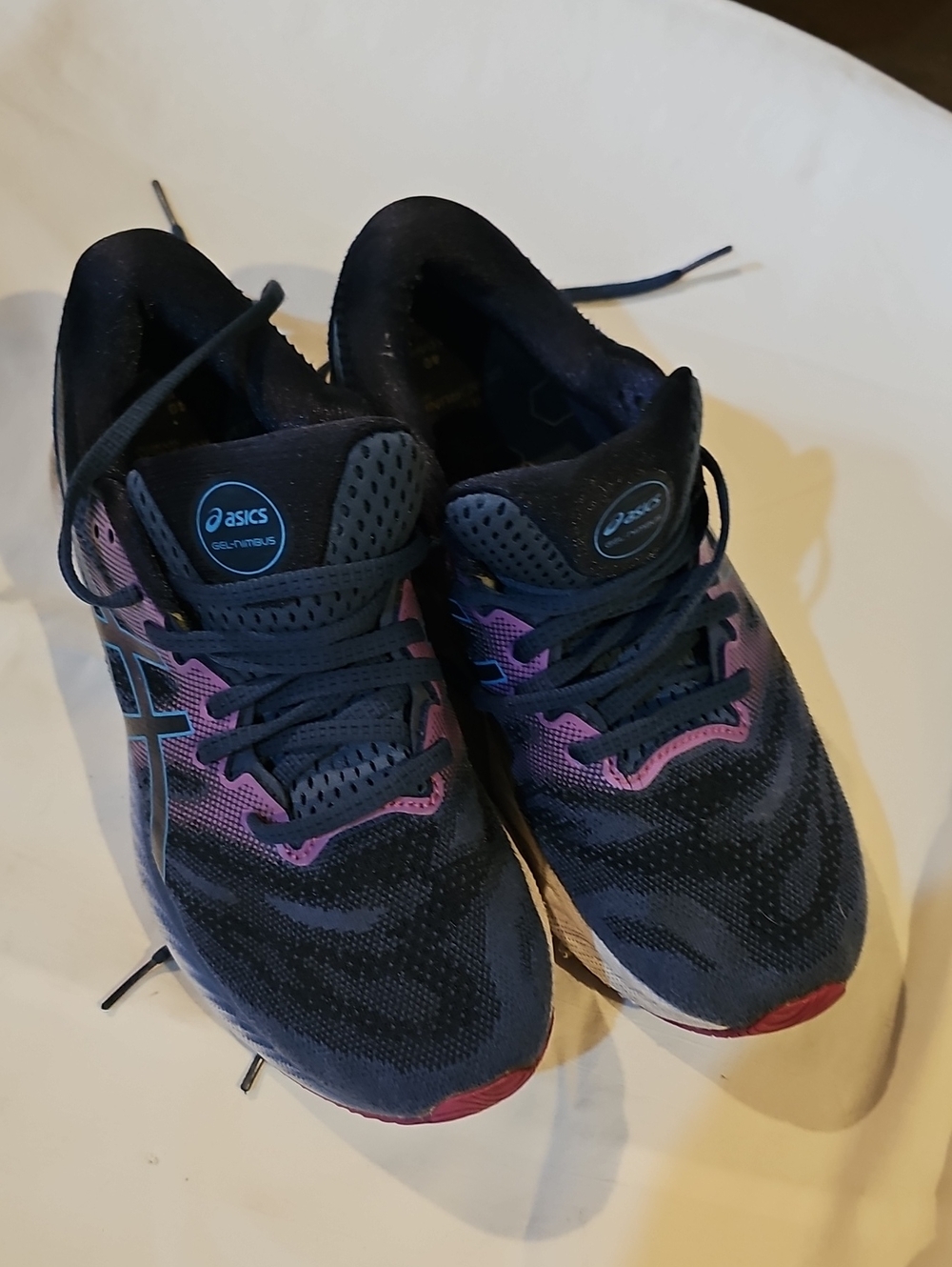 Asics Navy Running Shoes with Purple Details